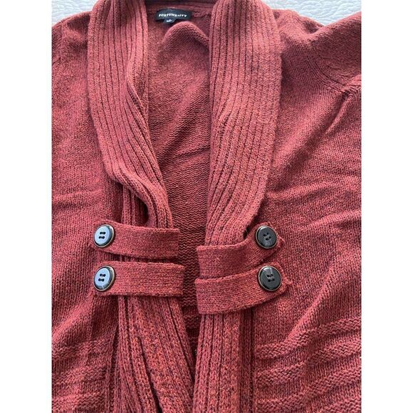 Fortune & Ivy NWOT Shawl Collar Open Cardigan Brick Red Size S Long Sleeve - Picture 8 of 12